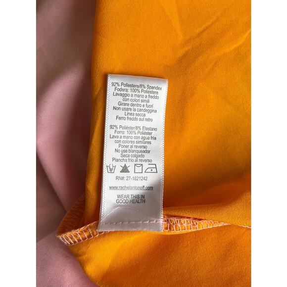 NEW Rachel Antonoff Olivia Mesh Floral Midi Dress Orange/Pink Size 8 - Picture 5 of 5